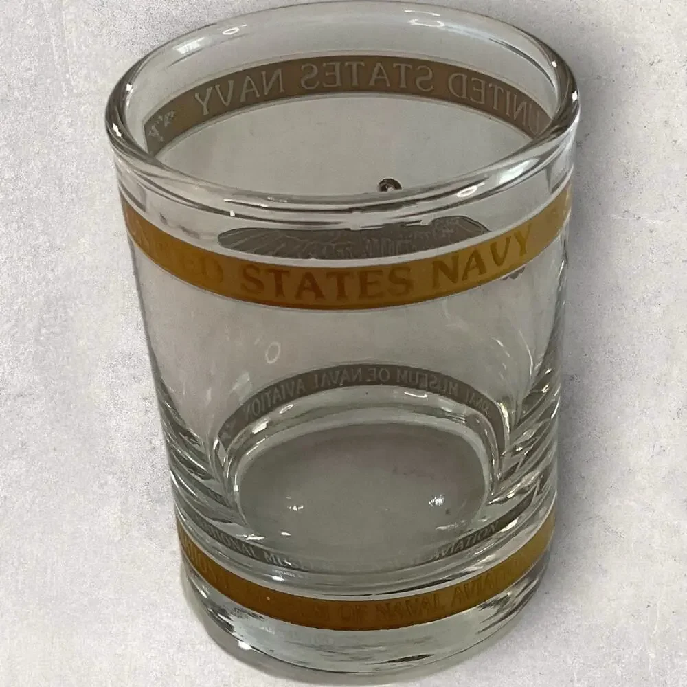 Vintage US Navy National Museum Naval Aviation Gold Shot Glass Pensacola